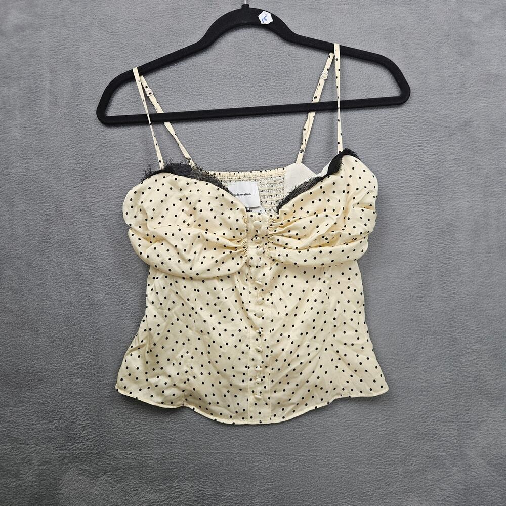 Reformation Ursula Silk Polka Dot Ivoey Tank Top Feminine Fairycore Coquette 8
